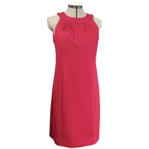 ANN TAYLOR Raspberry Sleeveless Dress Pink Sheath party career Small S Pink 4 6